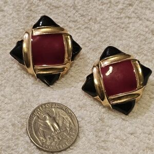 Elegant Gold and Red Earrings